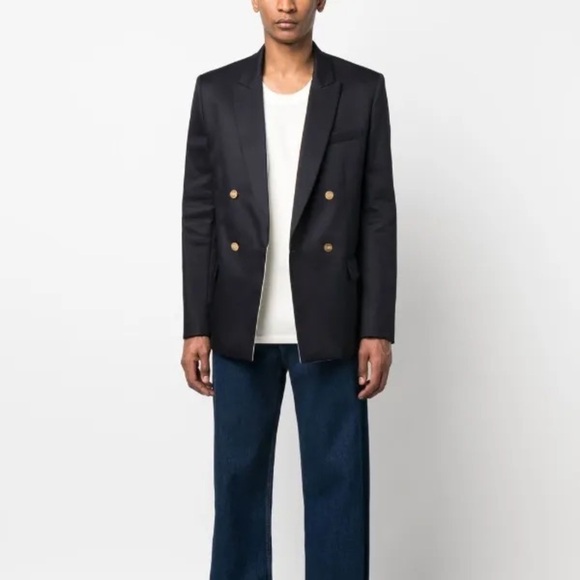 Valentino Other - Valentino UOMO Black Double Breasted 100% Wool Suit Jacket